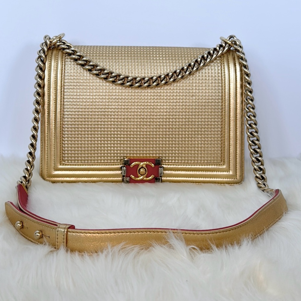 Chanel Medium Metallic Gold Le Boy Bag